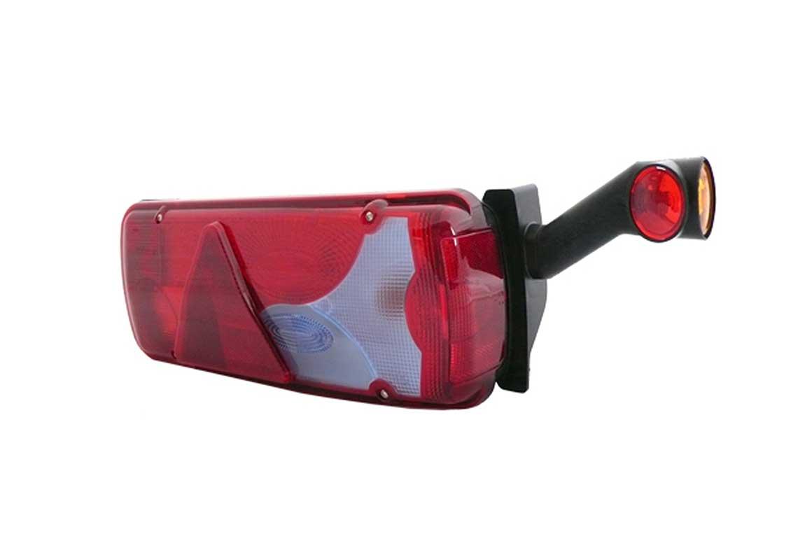 Feu de gabarit et d'encombrement LED droit 12/24V cristal + rouge + ambre conn 2 voies montage sur LC8